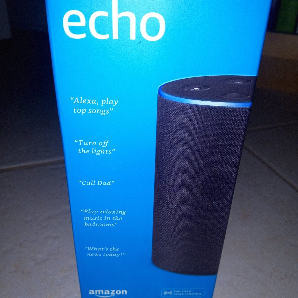 NEW IN BOX! Echo (2nd Generation) - Smart speaker with Alexa - Charcoal Fabric